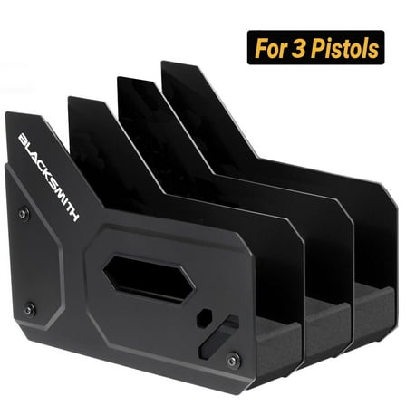 Blacksmith Pistol Gun Rack Handgun Stand Fit 3 Guns XL 2 Inch Slot Wide Black