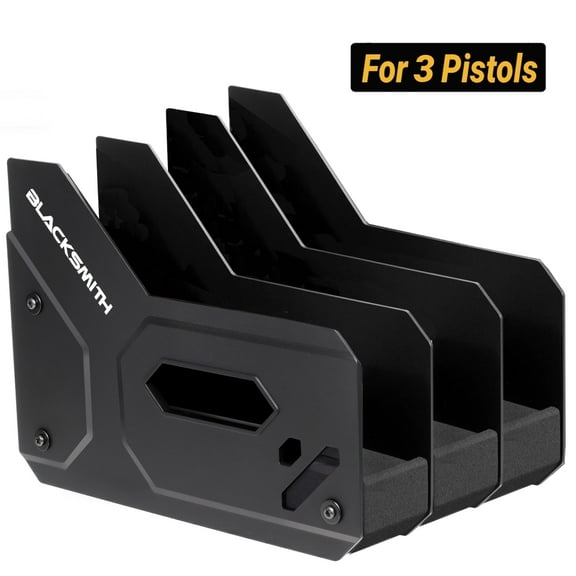Blacksmith Pistol Gun Rack Handgun Stand Fit 3 Guns XL 2 Inch Slot Wide Black