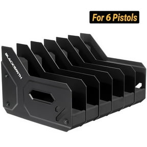 Blacksmith Pistol Gun Rack Handgun Stand Fit 6 Guns XL 2 Inch Slot Wide Black