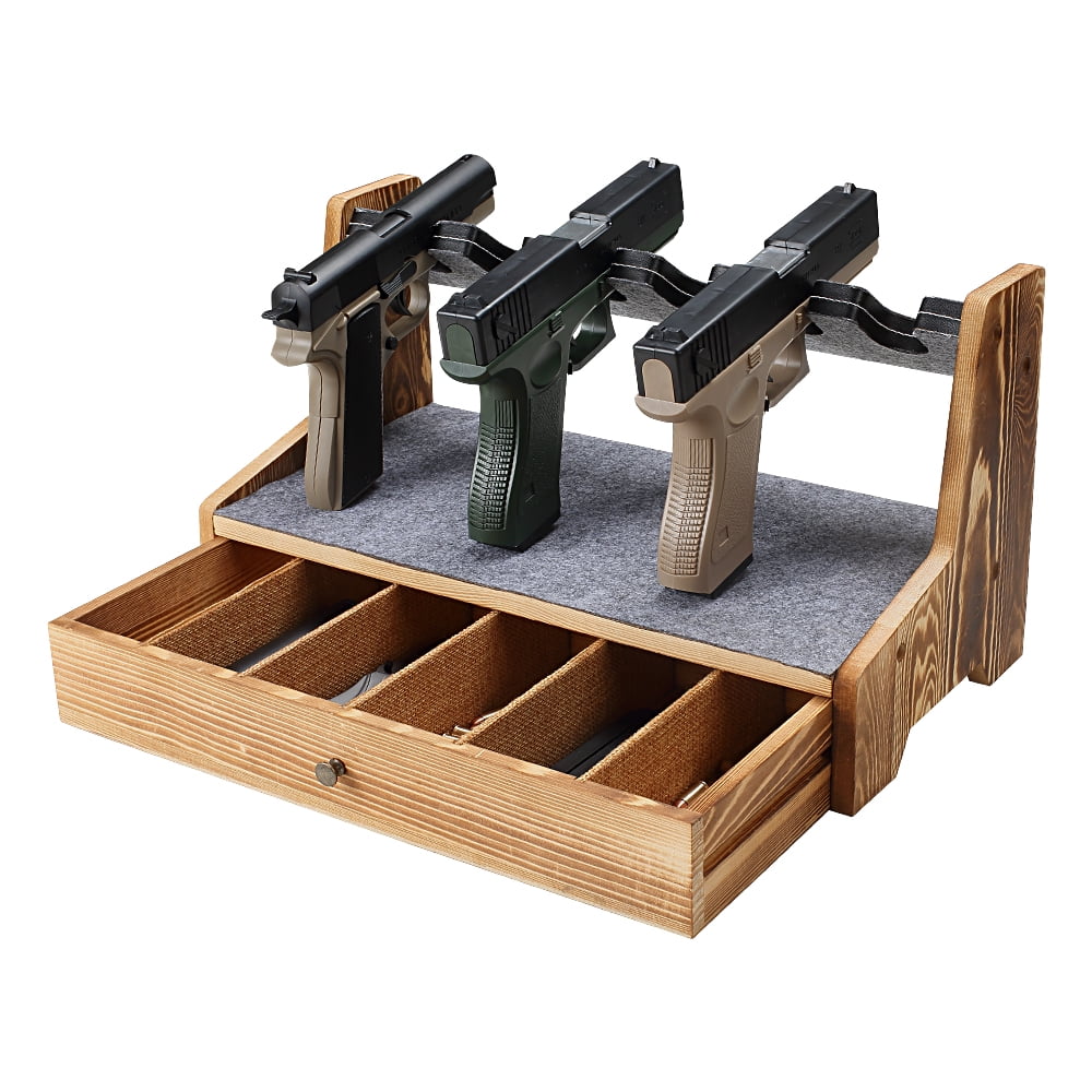 Pistol Rack Gun Safe, Real Wood Gun Rack Holder for Gun