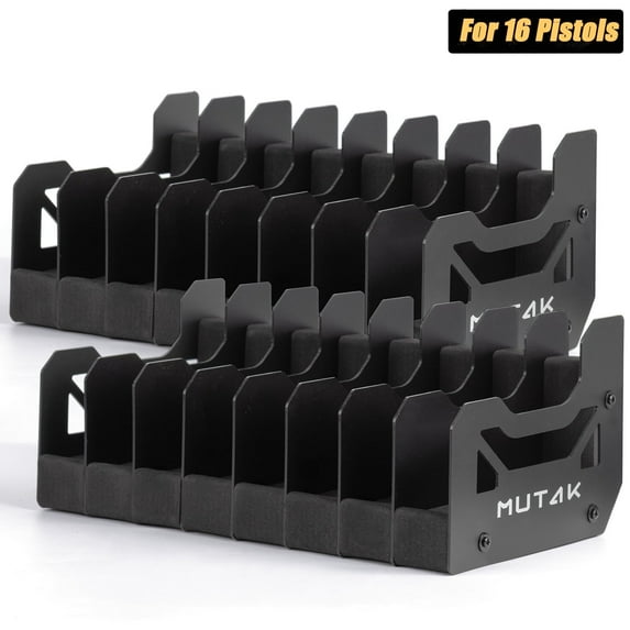 Pistol Rack, Mutak Gun Rack For Pistol,2 Packs Fit 8 Guns Pistol Holder Handgun Stand for Gun Storage Organizer Display,Black 