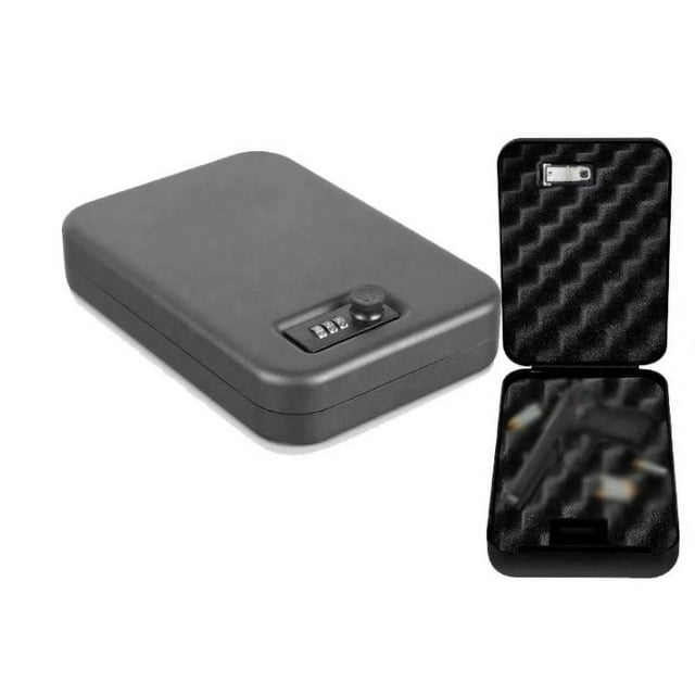 Pistol Safe, Portable Travel Password Gun Safe, Solid Steel Handgun