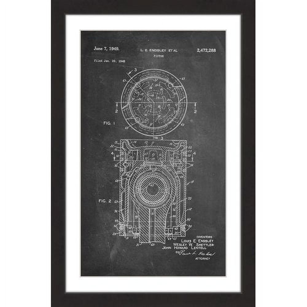 "Piston 1949 Chalk" Framed Painting Art Print, 24" x 1.5"