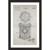 "Piston 1949 Old Paper" Framed Painting Art Print, 12" x 1.5"