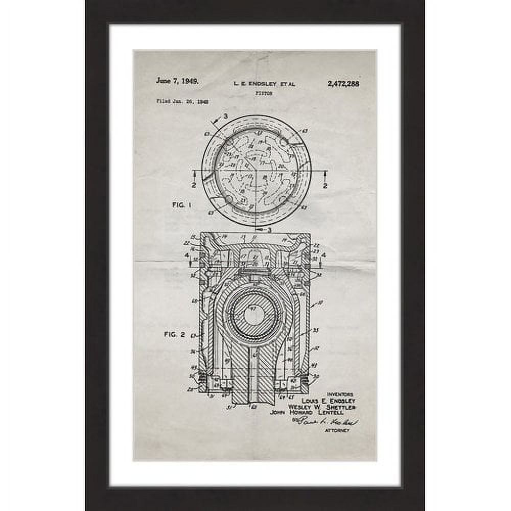 "Piston 1949 Old Paper" Framed Painting Print