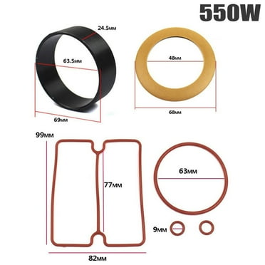 Piston Cylinder Ring Kit Vacuum Pump Oil-Free Silent Mute Air Compressor Cylinder Ring Black-Rubber Fit 550W-1600W For 550W