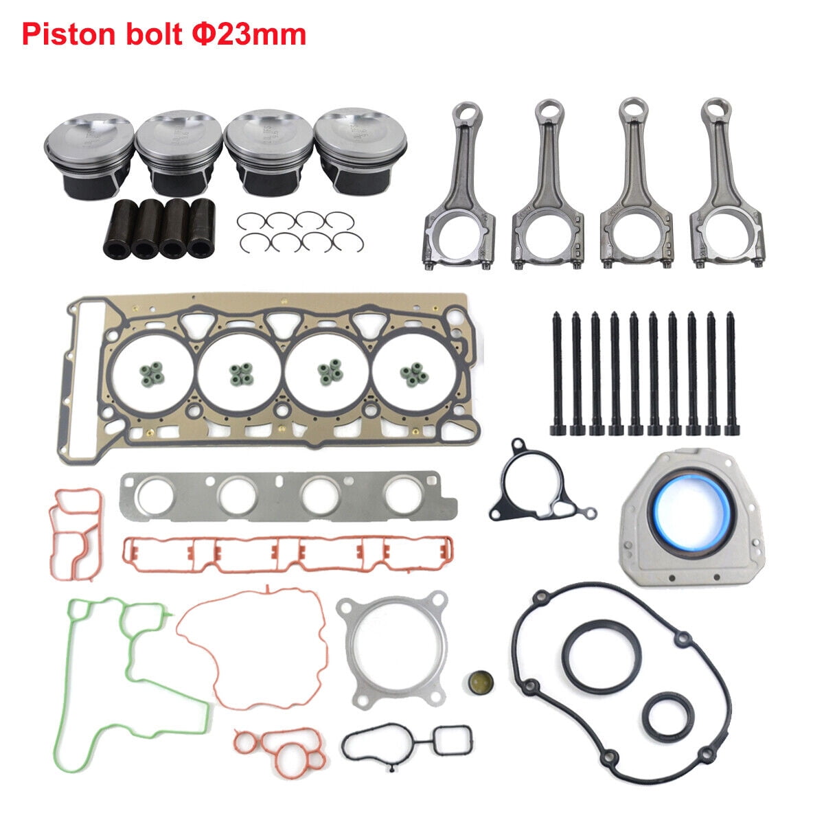 Pistons & Head Gaskets & Con Rods 23mm Set Kit for VW Jetta Tiguan