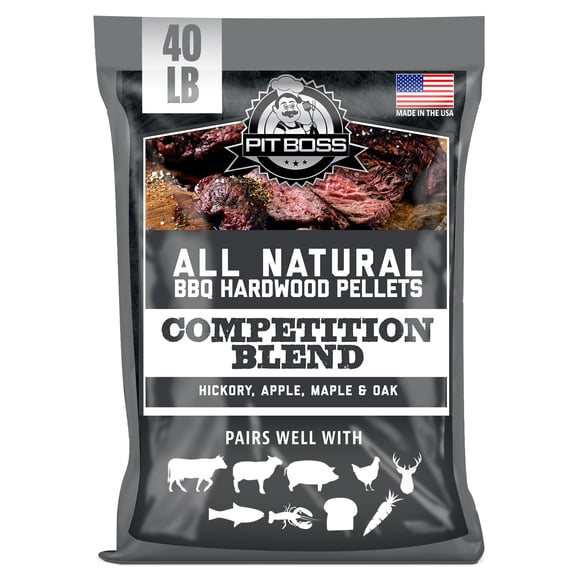 Pit Boss 100% All-Natural Hardwood Competition Blend BBQ Grilling Pellets, 40 Pound Bag