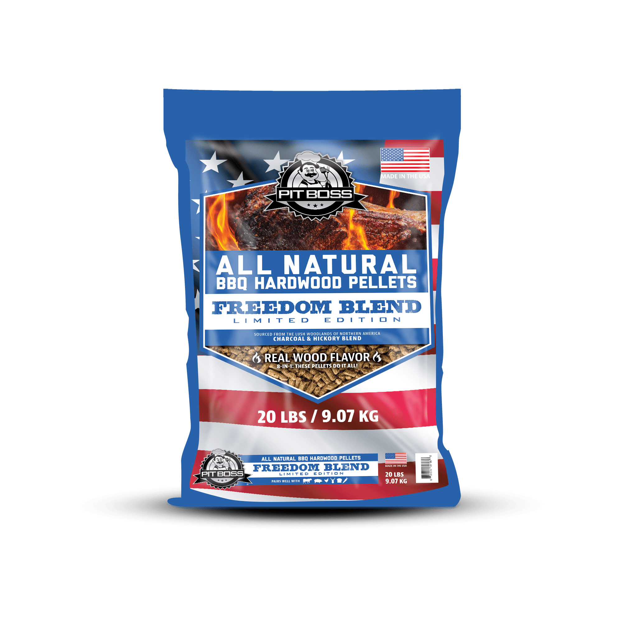 Pit Boss 100% All-Natural Hardwood Freedom Blend BBQ Grilling Pellets, 20 Pound Bag