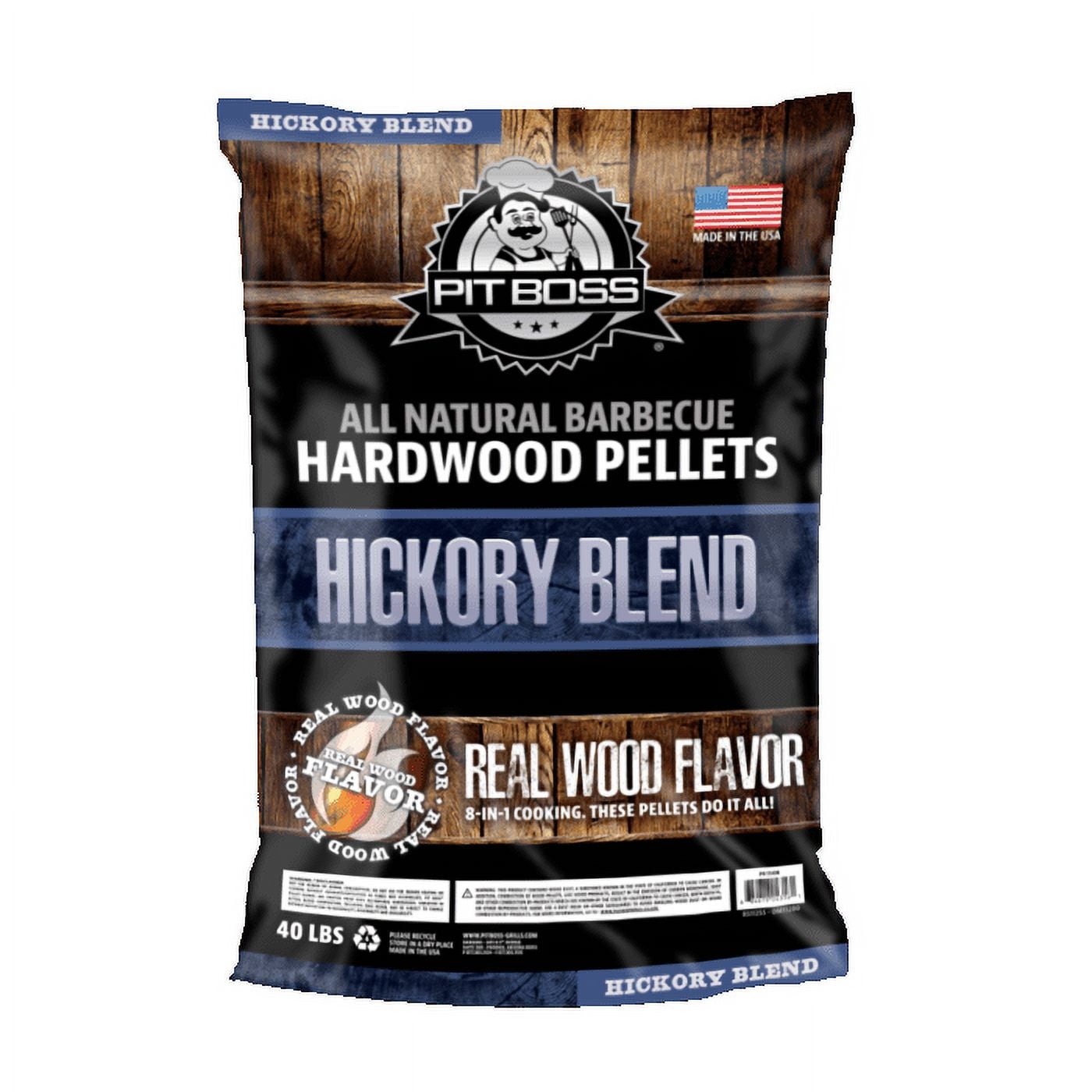 Pit Boss 100% All-Natural Hardwood Hickory Blend BBQ Grilling Pellets, 40 Pound Bag