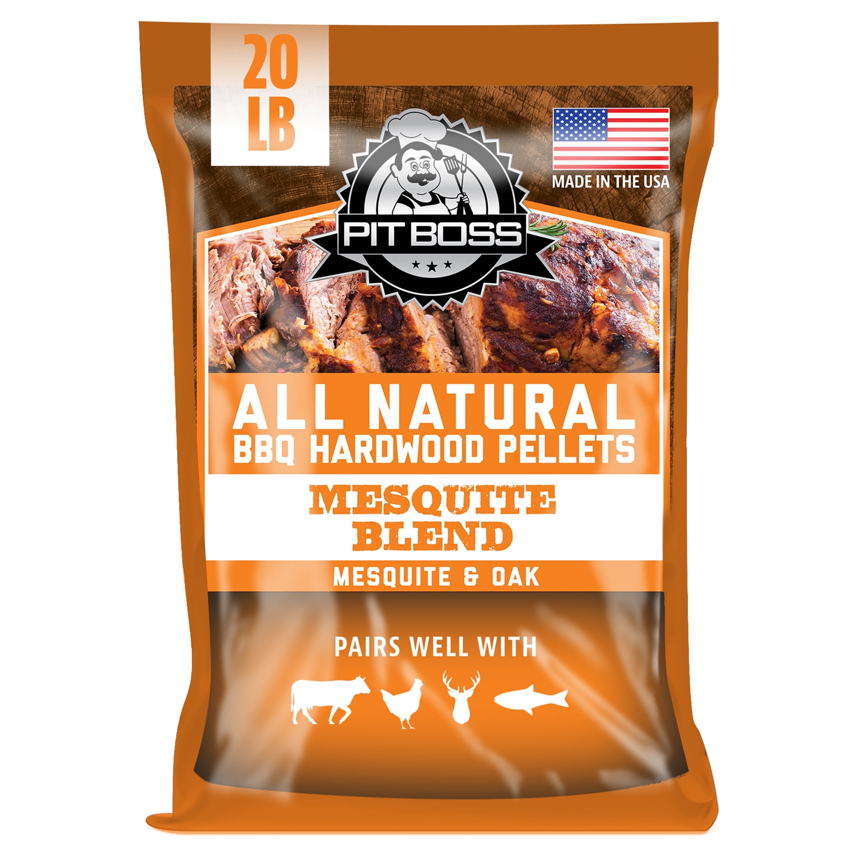 Pit Boss 100% All-Natural Hardwood Mesquite BBQ Grilling Pellets, 20 Pound Bag