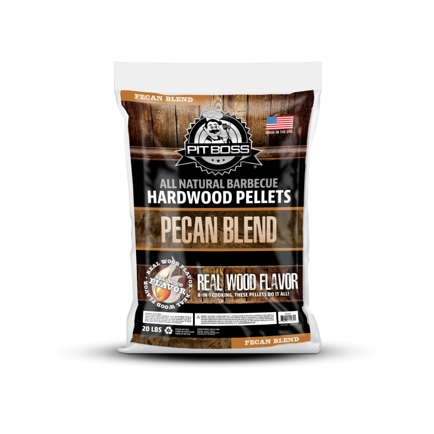 Pit Boss 100% All-Natural Hardwood Pecan Blend BBQ Grilling Pellets, 20 Pound Bag - image 1 of 8