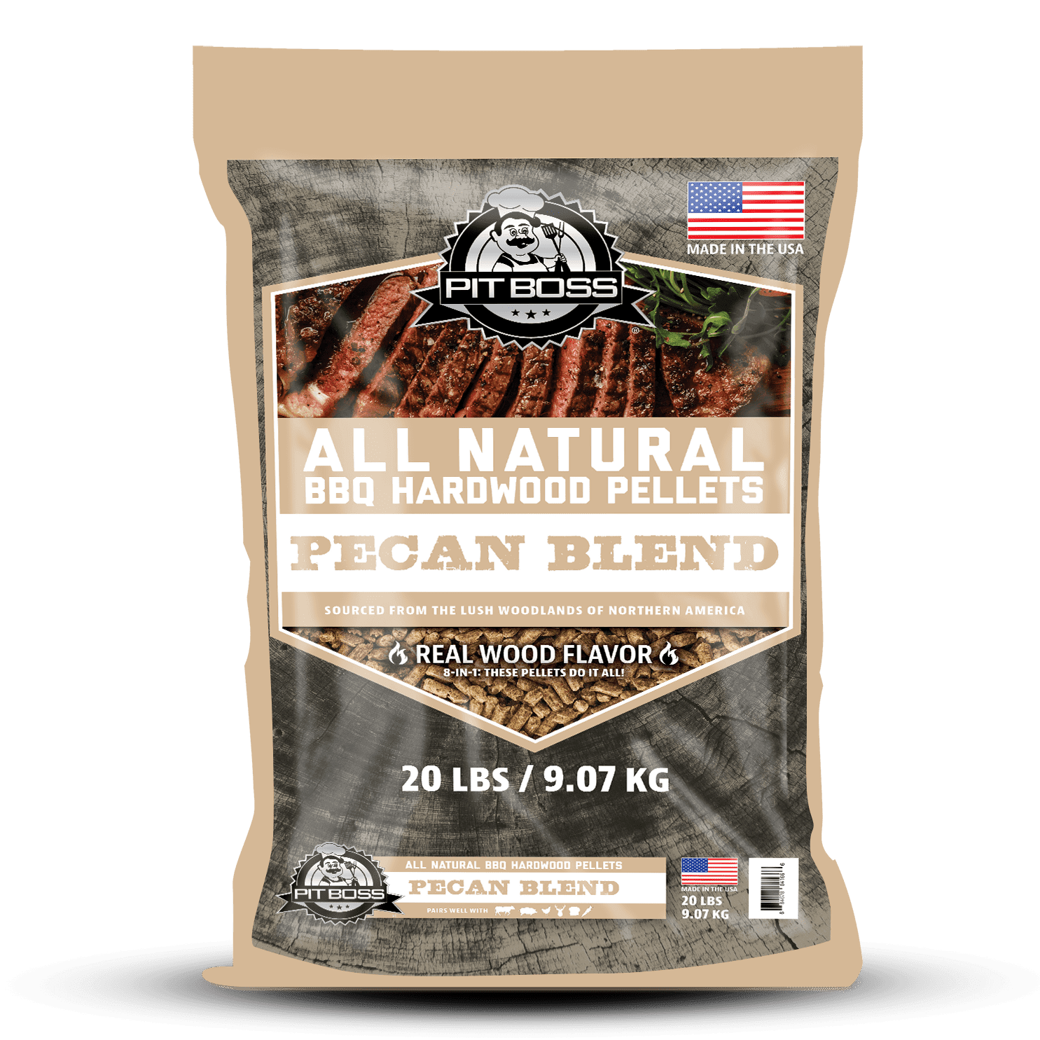 Pit Boss 100% All-Natural Hardwood Pecan Blend BBQ Grilling and Smoking Pellets, 20 lb Bag
