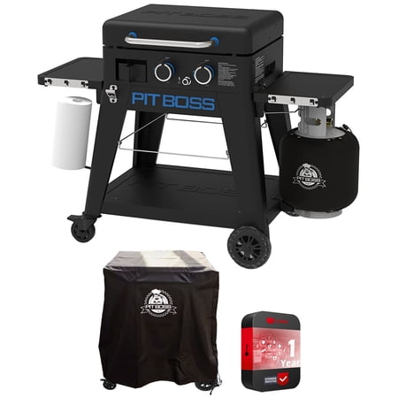 Pit Boss 10780 Portable 2-Burner Lift-Off Griddle, PB2BGD2 Bundle with Pit Boss Griddle Cover and 1 YR CPS Enhanced Protection Pack