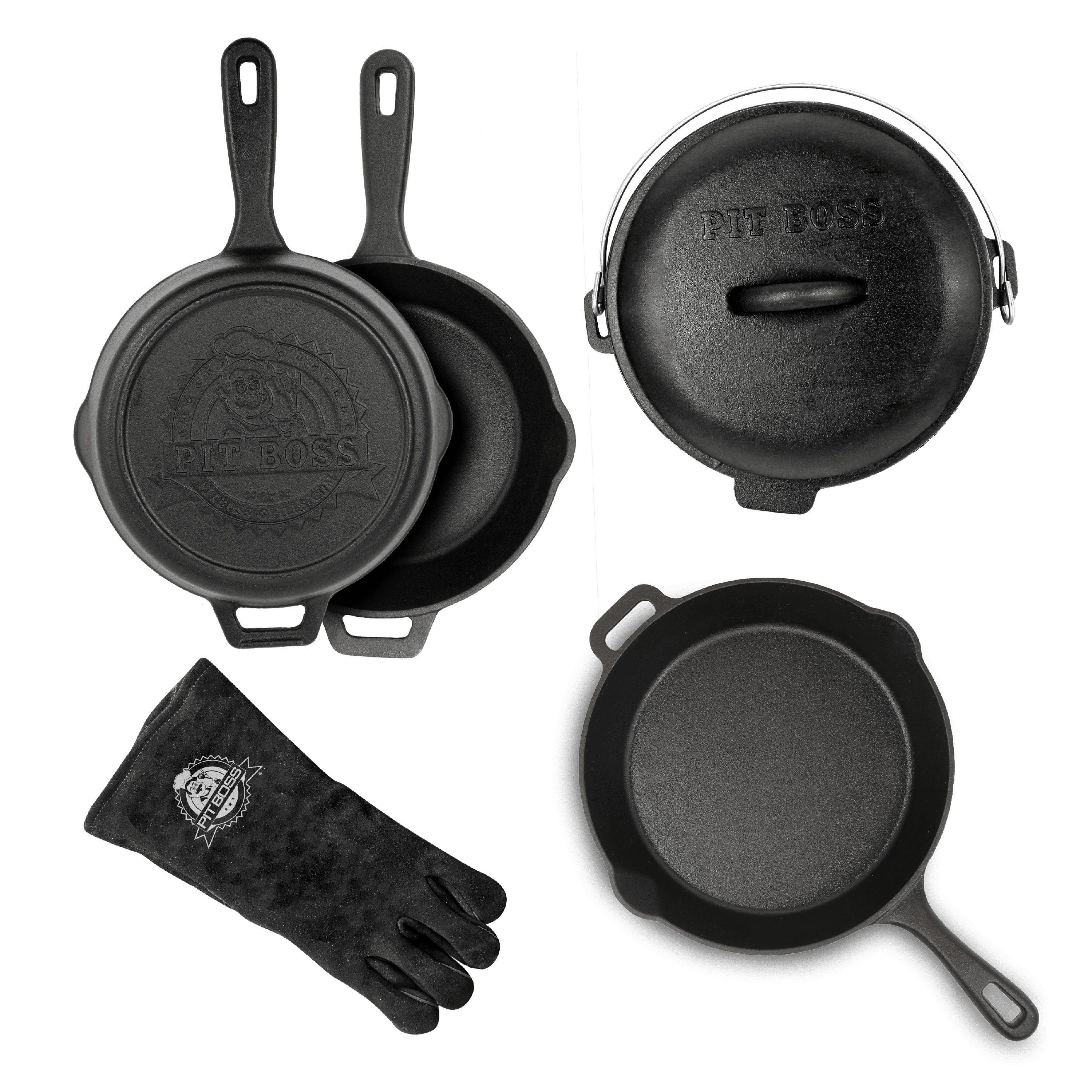 Pit Boss Black Cast Iron Non-stick Skillet and Pan Set
