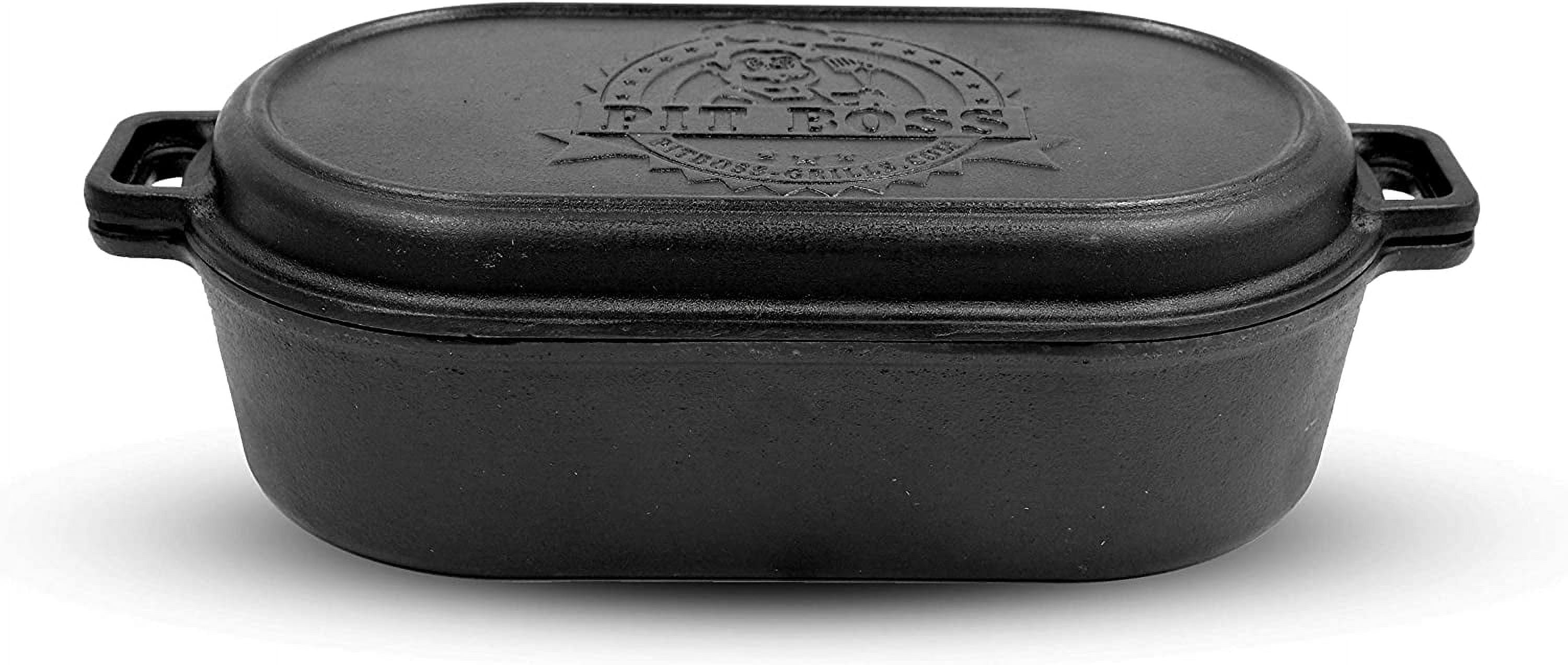 Black Cast Iron Non-Stick Roaster Pan with Griddle Lid