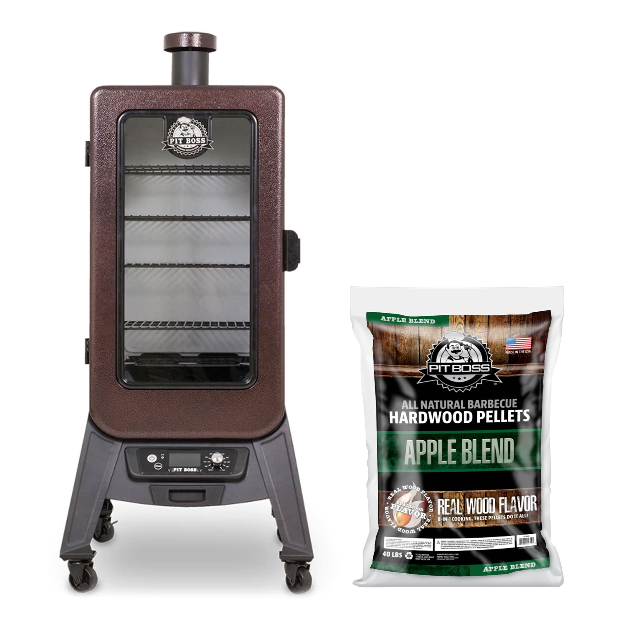 Pit Boss Copperhead 3 Series Wood Vertical Smoker & 40 Lb Applewood