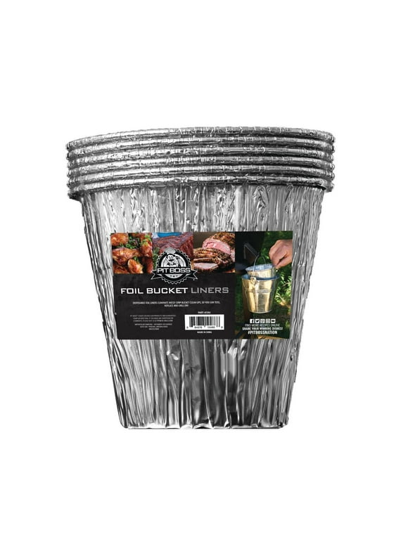 Pit Boss Foil Bucket Liners, Easy to Clean Aluminum Liners - 6pk
