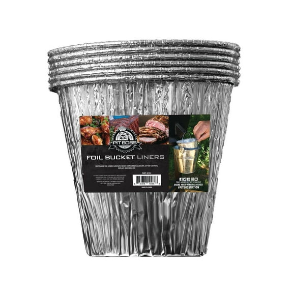 Pit Boss Foil Bucket Liners, Easy to Clean Aluminum Silver Liners - 6pk
