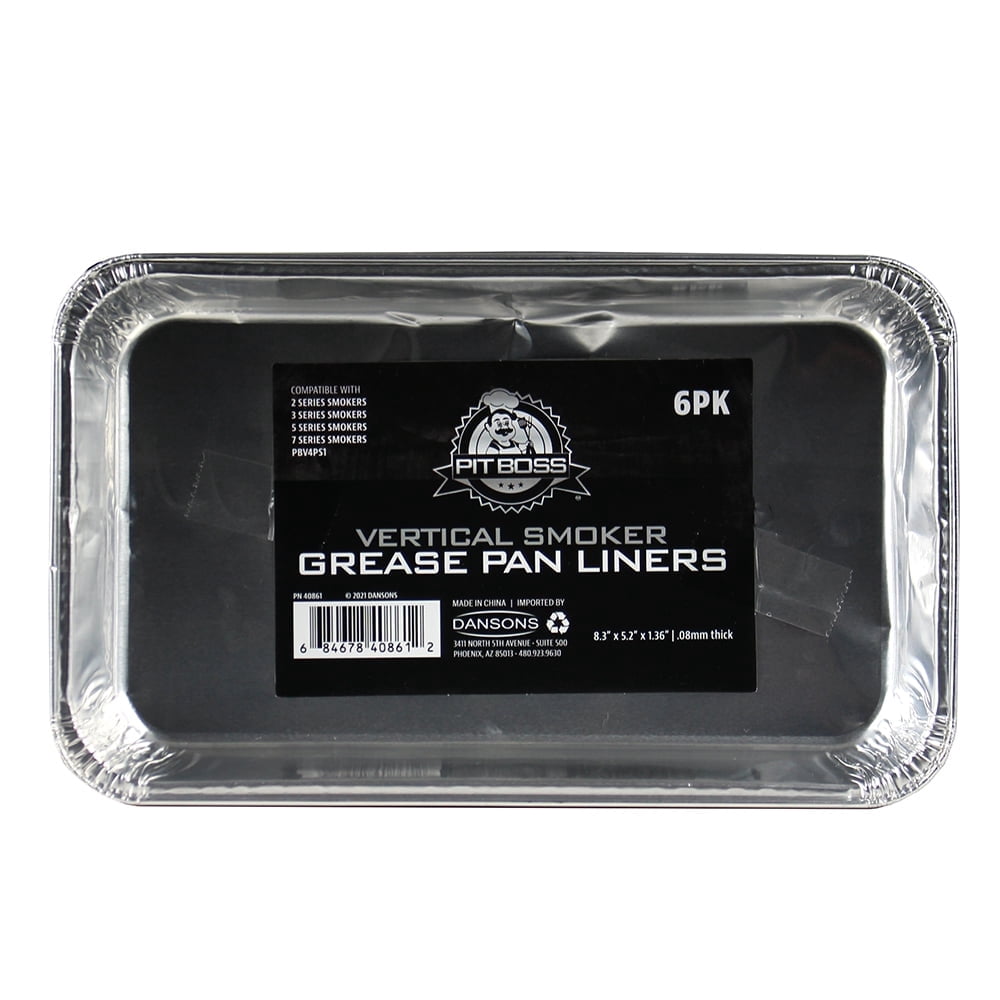 Pit Boss Foil Grease Pan Liners for 2, 3, 5, 7 Series Vertical Smokers - 6 pack