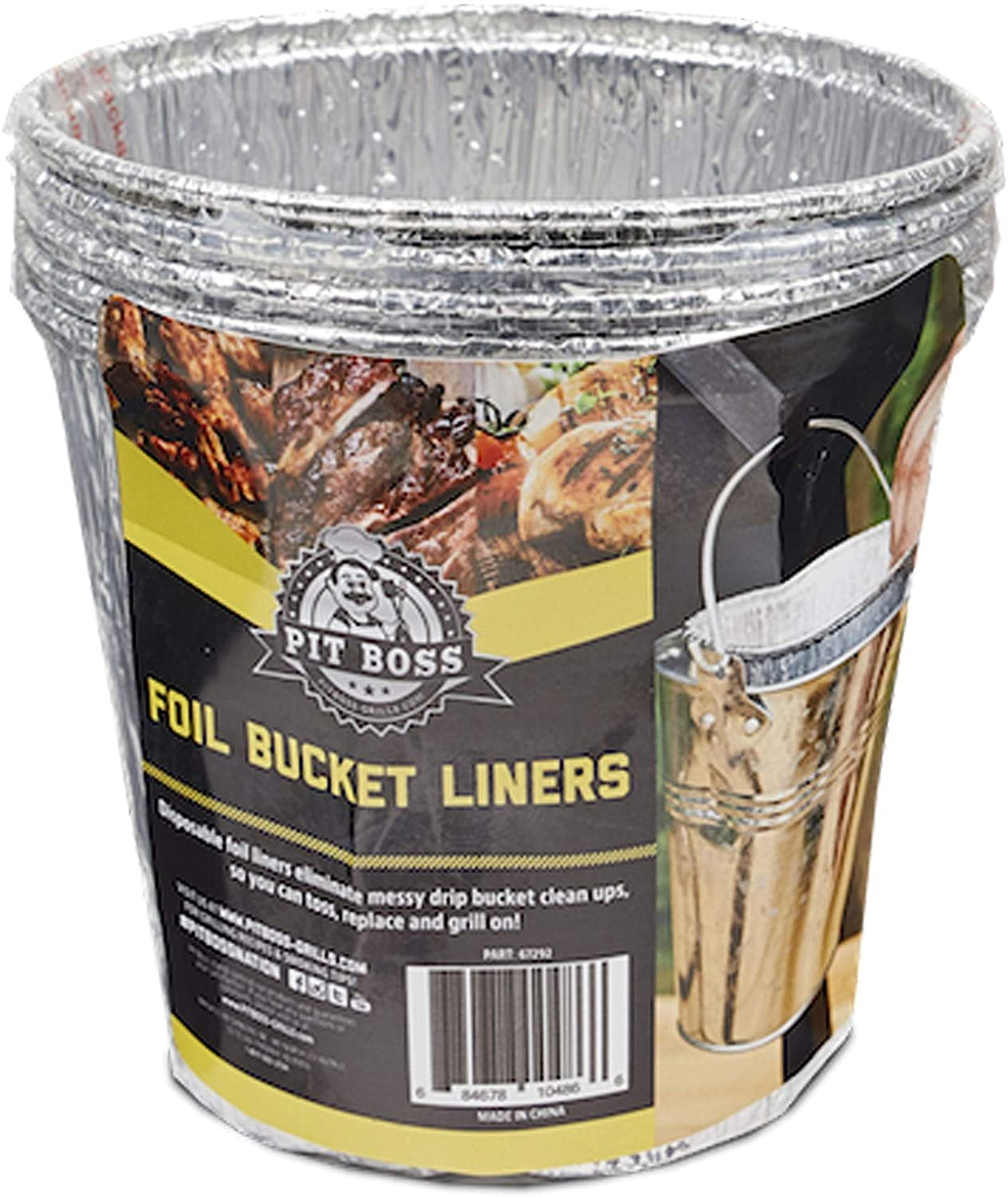 Pit Boss Silver Aluminum Foil Bucket Liners - 6 Pack