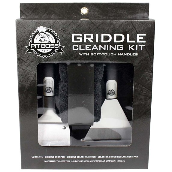 Pit Boss Soft Touch Griddle Cleaning Set Brush Scraper and 4 Pads
