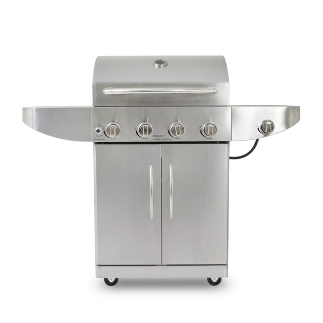 Pit Boss Stainless Steel 4-Burner Barbecue Gas Grill with Side Burner