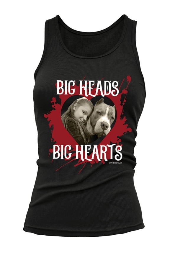 Pit Bull Big Heads Big Hearts Womens' Fitted Tank Shirt Gift Pitbull Accessories
