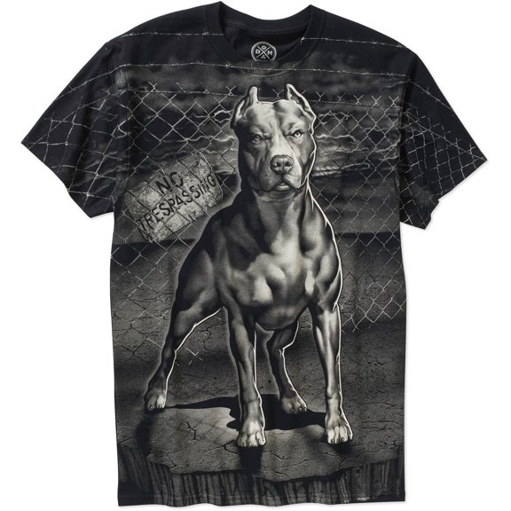Teelocity Men's No Trespassing Pit Bull Black Relaxed Fit Short Sleeve Graphic T-Shirt