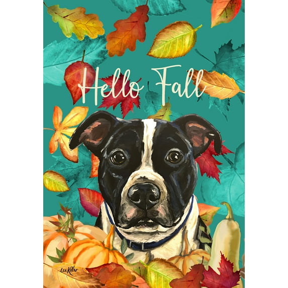 Pit Bull Black/White - Hippie Hound Studios Fall House Flag
