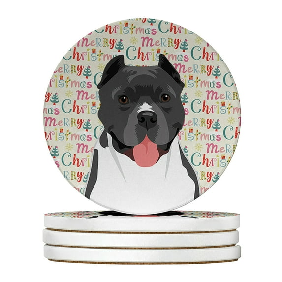 Pit Bull Blue #7 Christmas Large Sandstone Coasters Pack of 4 4 in x 4 in