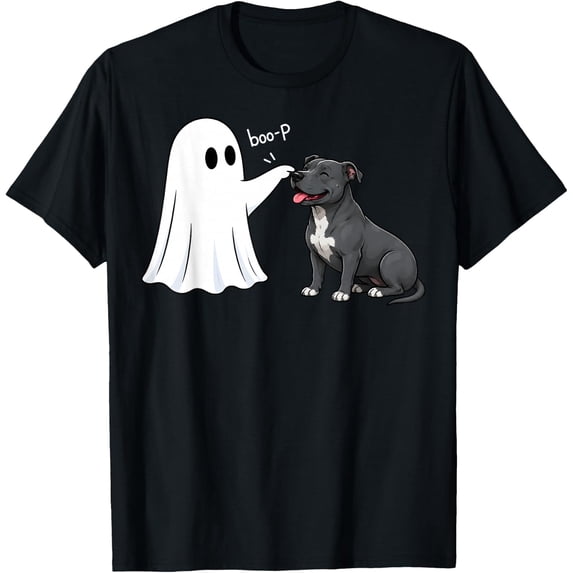 Pit Bull Boo P Ghost Nose Boop Halloween Dog Lover T-Shirt