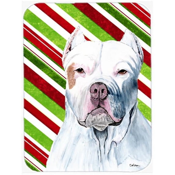 Pit Bull Candy Cane Holiday Christmas Glass Cutting Board - Large