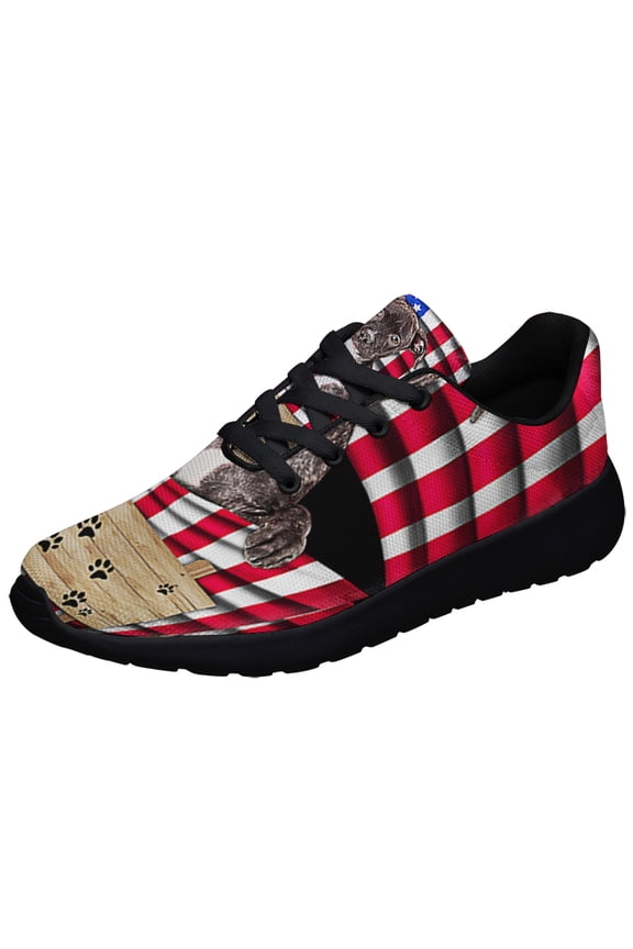 Pit Bull Dog 4th of July American flag Shoes Sneakers Black Size 3.5