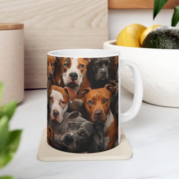 Pit Bull Dog Faces Ceramic Coffee Mug, Large oz or oz Pittbull Lover Gift, Pitties Kitchen Dr, Dishwasher & Microwave .