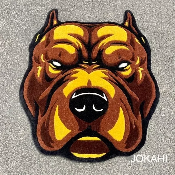 Pit Bull Dog Hand-Tufted Rug – Unique Handmade Designer Rug