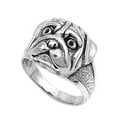 thumbnail image 1 of Pit Bull Dog Pug Head Animal Face Ring ( Sizes 7 8 9 10 11 12 ) New .925 Sterling Silver Band Rings (Size 12), 1 of 4