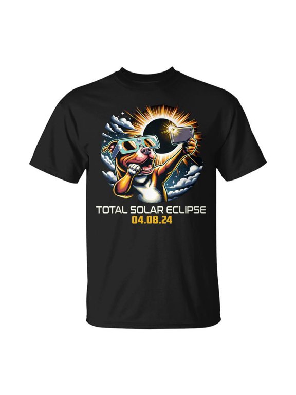 Pit Bull Dog Selfie Solar Eclipse TShirt