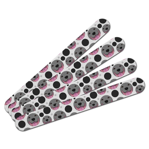 Pit Bull Face Blue Nose Pet Dog Double-Sided Nail File Emery Board Set 4 Pack