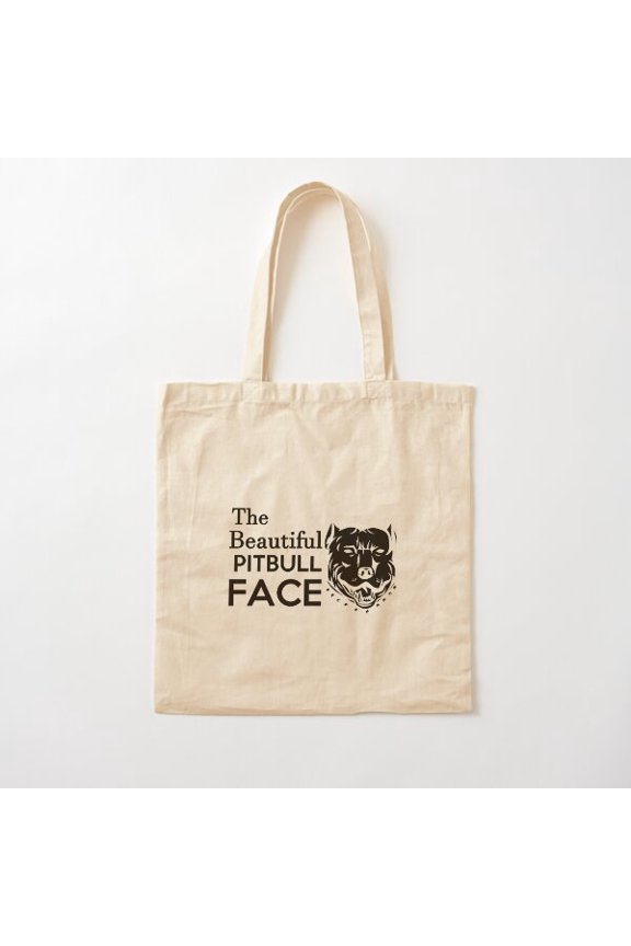 Pit Bull Face Canvas Tote Bags, Reusable Shopping Bag