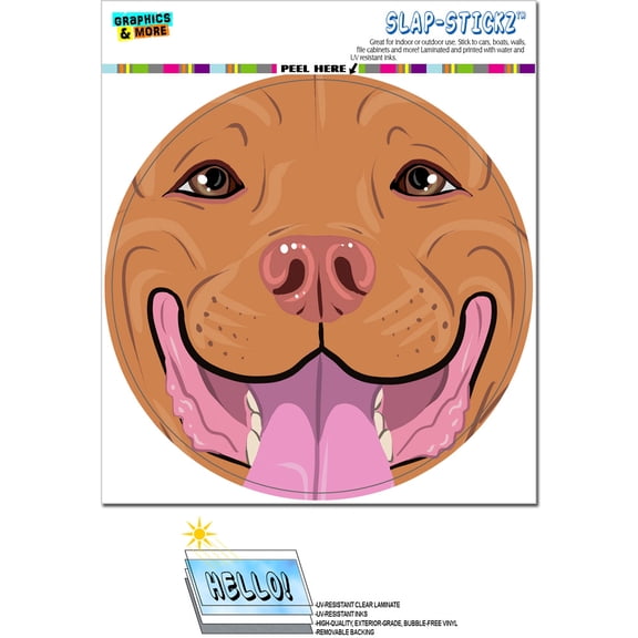 Pit Bull Face Red Nose Pitbull - Close up Pet Dog Circle SLAP-STICKZ(TM) Premium Sticker