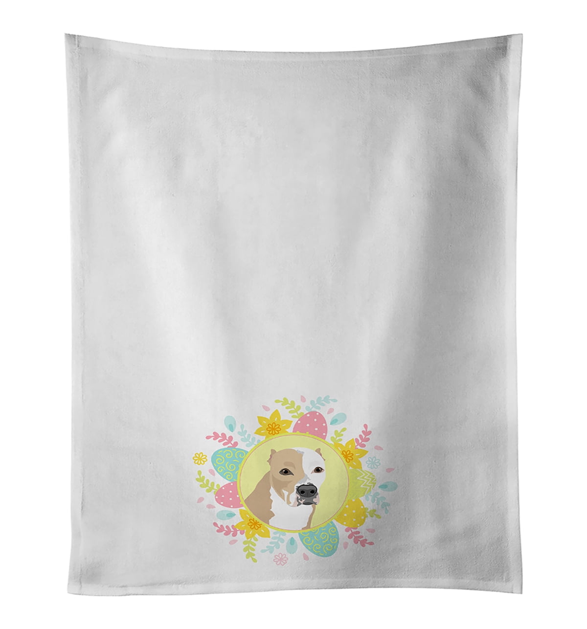 Pit Bull Fawn #4 Easter White Kitchen Towel Set of 2 19 in x 28 in