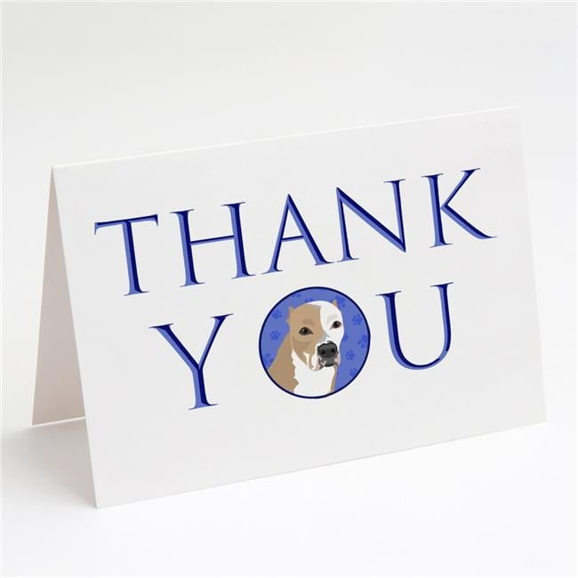 Pit Bull Fawn #4 Thank You Greeting Cards and Envelopes Pack of 8 7 in x 5 in