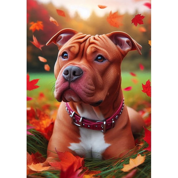 Pit Bull Red - Best of Breed DCR Falling Leaves House Flag 28" x 40"
