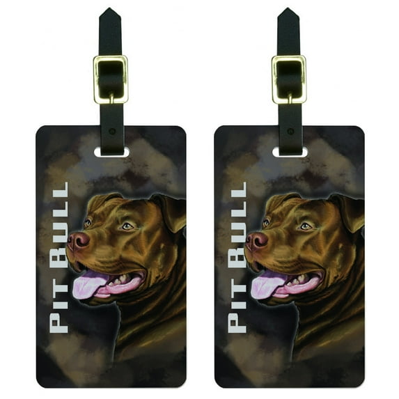 Pit Bull Red Nose - Pitbull American Staffordshire Terrier Dog Pet Luggage Tag Set