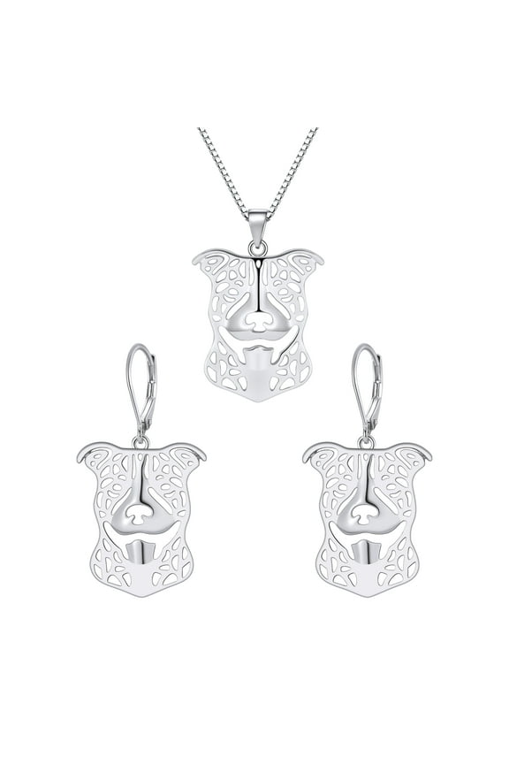 Pit Bull Dog Necklace Earrings or Set Sterling Silver Womens Ginger Lyne Collection