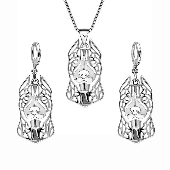 Pit Bull Staffordshire Terrier Dog Necklace Silver Womens Ginger Lyne Collection