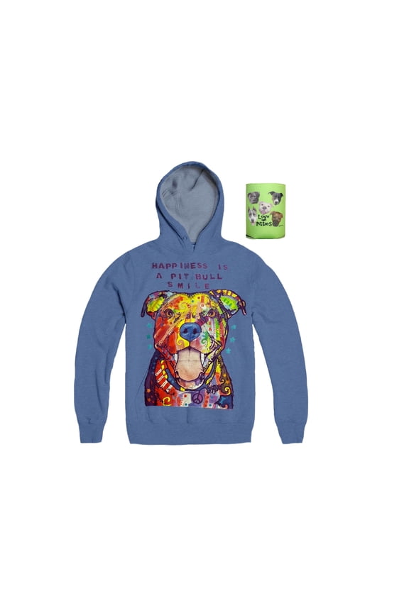 Pit Bull T-Shirt, Happiness is A Pit Bull Smile Womens' Fashion T-Shirt & Can Holder Bundle Set