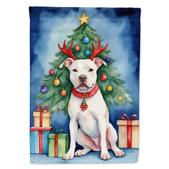 Pit Bull Terrier Christmas Reindeer House Flag