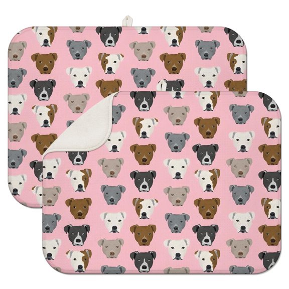 Pit Bull Terrier Dish Drying Mat for Kitchen 1 Pack, Ultra Absorbent Microfiber Dishes Drainer Mats,18"x24"